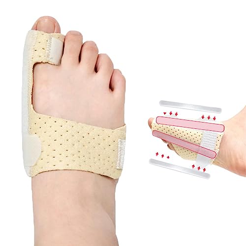 足指 固定 たわみ サポーター 足指サポーター 指サポーター アルミニウム板 パンチング通気設計 足指保護 中指 人差し指 薬指 小指 (ベージュ2, 親指固定右足用)