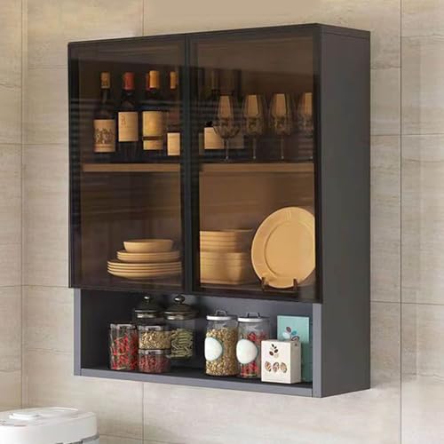 Présentoir mural élégant en bois noble et verre pour une décoration intérieure raffinée