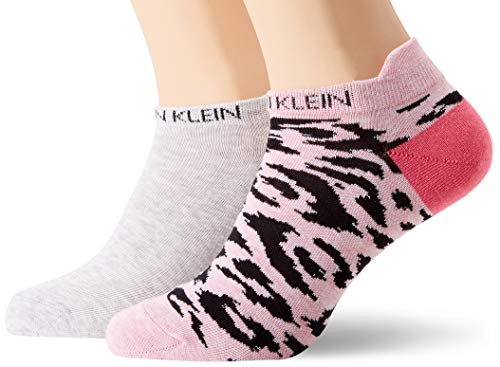 Calvin Klein Women Liner 2p Leopard Back Tab Calzini, Combo Rosa, Taglia unica Donna