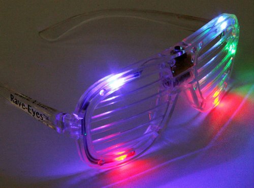 LED Flashing Glasses Slotted Rave-Eyes for Raves or Parties - Crystal
