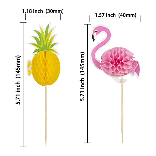 Gyufise 24Pcs Luau 3D Flamingo Cupcakes Toppers Pineapple Cupcake Toppers Food Picks Party Cocktail Tropical Hawaii Cake Decorations For Summer Beach Birthday Party Favors Supplies #TOP1