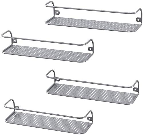 Spice Herb Jar Rack Holder, 4 Pack Metal Wall Mount Spice Racks Organiser Cabinets Cupboard, Hanging Kitchen & Pantry Shelf for Spice