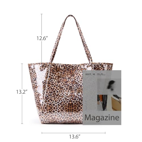 Image of KALIDI PVC Tote Bag Women Large Kraft Paper Travel Beach Bag Jelly Purses