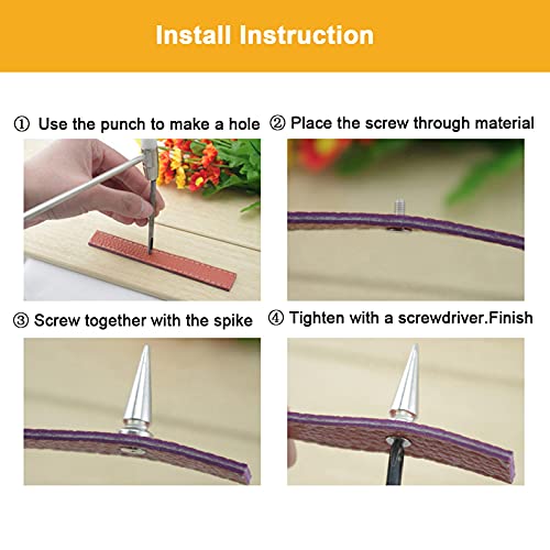 Korisitar 7X14Mm Muiti-Color Punk Screwback Spikes 200 Sets Solid Alloy Tree Bullet Cone Studs Diy Leather Rivets With Tools For Clothing Shoes Crafts #TOP4