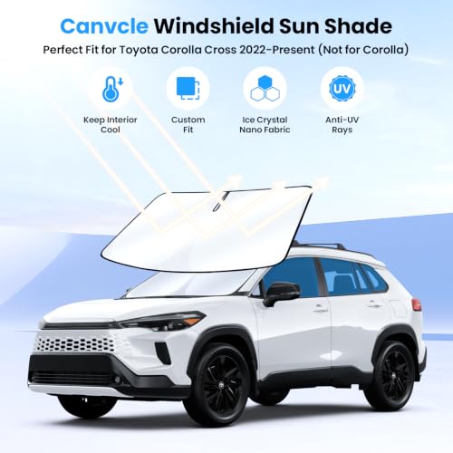 Image of Canvcle Windshield Sun Shade for 2022-2026 Toyota Corolla Cross (Not for Corolla) Accessories Upgraded Double-Layer Front Window Sunshade Cover Sun Visor Protector Foldable Block UV Rays Keep Car Cool