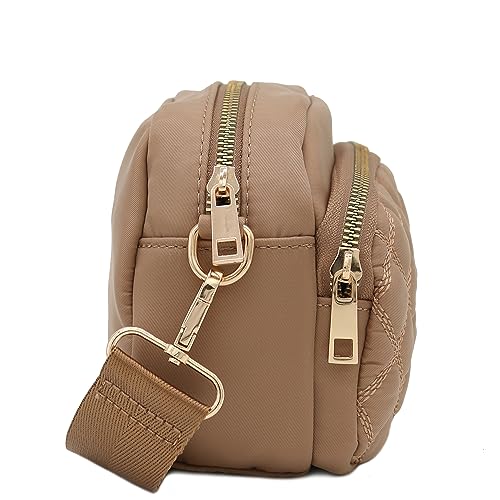 Image of FashionPuzzle Quilted Nylon Crossbody Bag with Wide Strap