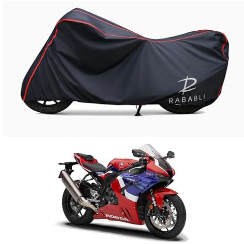 Image of Waterproof Bike Body Cover Compatible for | Honda CBR1000RR-R BS6 | Taffeta Fabric, Red Piping Design, Bottom Elastic Fit | Dustproof, Sun UV & Rain Protection for All Bikes