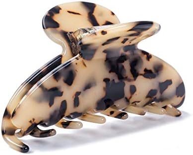 Prettyou Large Size 3.5" Handmade Celluloid French Design Barrettes Tortoise Shell Claw Fashion Accessories Hair Clip for Women (B)