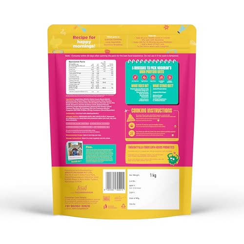 Image of Yogabar 26g High Protein Oats 1kg x 3, Fruits Nuts & Seeds - Breakfast Cereal with Wholegrains, 26% Protein & No added sugar - Oats High Protein for Gym - Premium Protein Blend with Whey Protein Powder - with Goodness of Chia, Sunflower & Pumpkin Seeds & Probiotics for Absorption