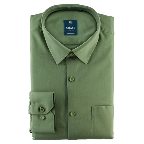 Image of 7-DAYS Men's 100% Cotton Full Sleeve Shirt for Men | Premium Plain Shirt | Tailored Fit (Between Slim & Regular) | Stylish Office & Casual Wear | with Pocket