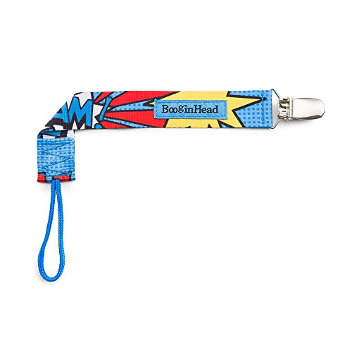 BooginHead Baby Newborn PaciGrip Pacifier Clip, Super Hero BAM! Blue/Red