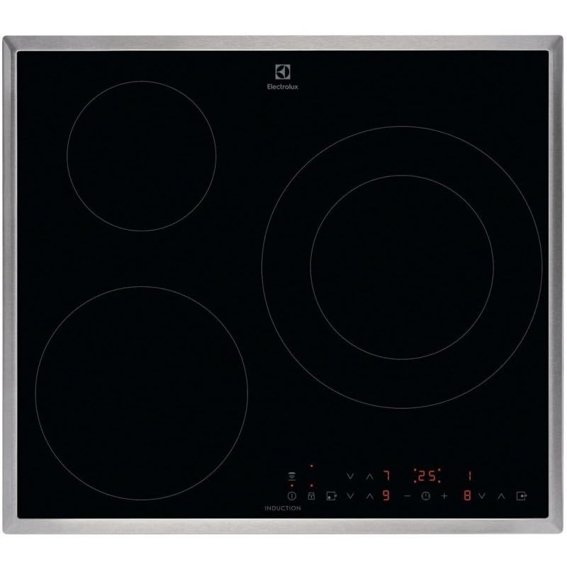 Electrolux LIT6346M Piastra a induzione, 60 cm, 3 Zone di cottura, Funzione Pausa, 3 Livelli di Intensità, Funzione PowerBoost, Riscaldamento Rapido, Sistema Hob2Hood, Timer, Telaio Inox