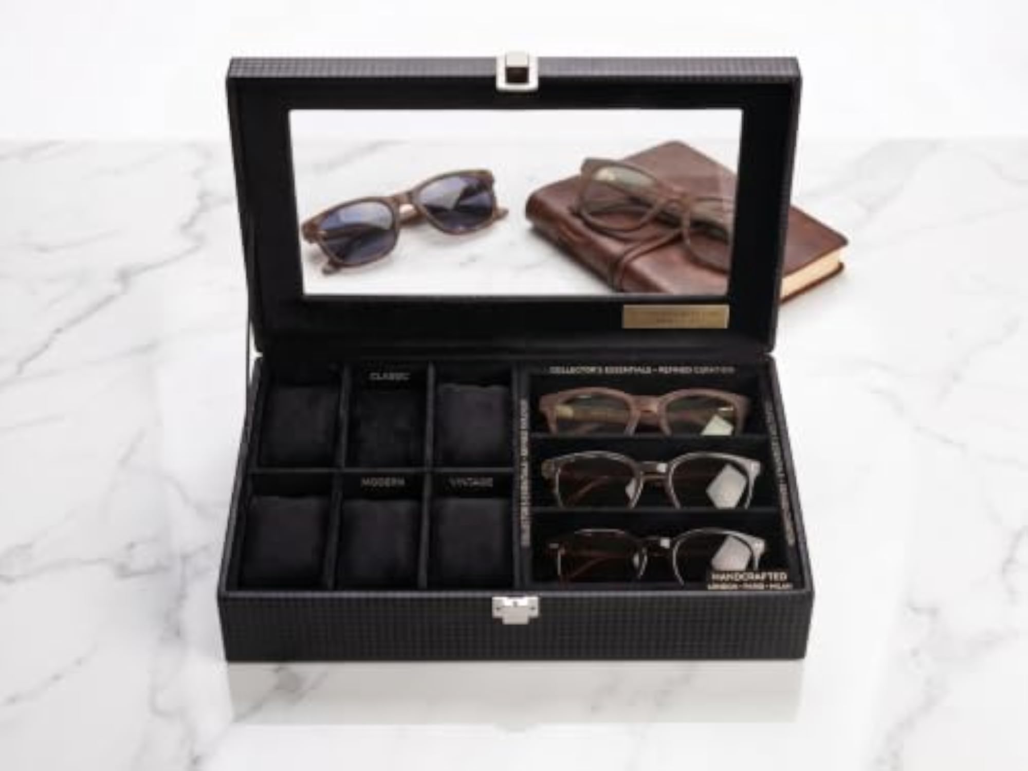 Faux Leather Watch Organiser Box with 9 Slots