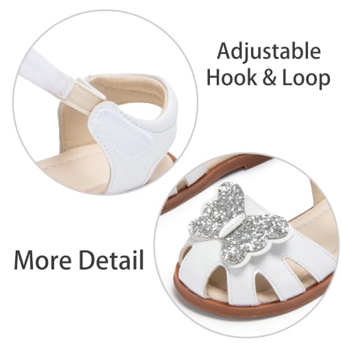 Image of ESTINE Toddler Girls Little Kids Close Toe Sandals - Flower Girl Dress Flats Summer Shoes
