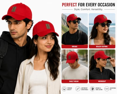 Image of Classic Baseball Cap for Men, Women, Boys & Girls | Adjustable Cotton Sports Cap | Lightweight Casual Hat for Running, Gym, Travel, Outdoor & Everyday Wear Multicolor