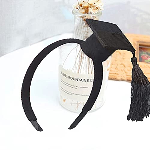 Graduation Klobouk do vlasů, mini Doctoral Cap čelenka do vlasů, kostým promoce, foto rekvizity, promoce, klobouk do vlasů s černými střapci