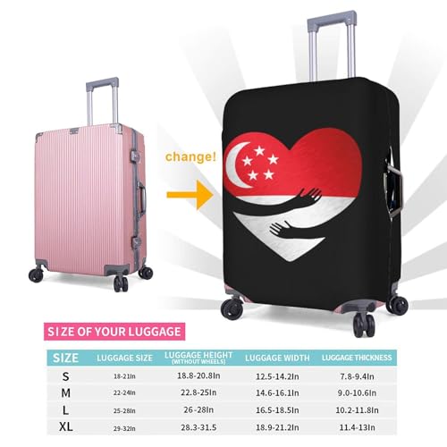 Travel Luggage Cover Singapore Singaporean Flag Heart Fashion Washable Baggage Suitcase Protector Fit For Luggage Large 5