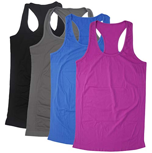 BollyQueena Workout Tanks Women's Racerback Tops Sports Yoga Active Fitness Exercise Top XL