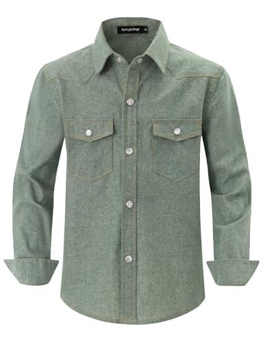 Image of Spring&Gege Boys' Long Sleeve Western Cowboys Pearl Snap Button Down Shirts (5-14 Years)