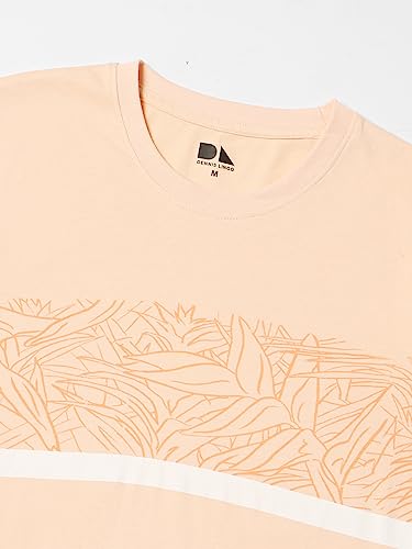 Image of Dennis Lingo - Men's Peach Polycotton Printed Regular Fit T-Shirt