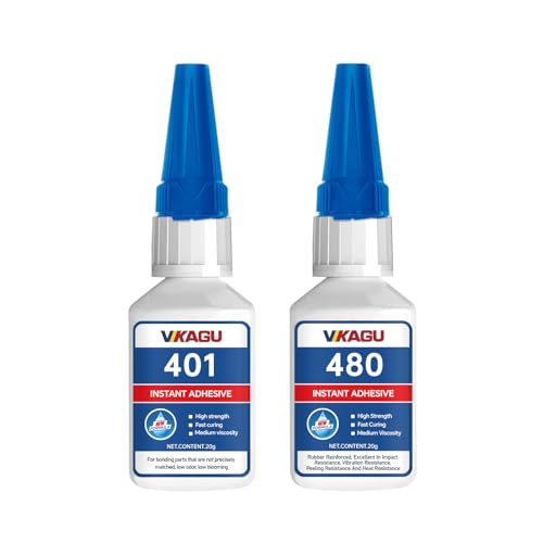 401 & 480 Super Glue Instant Adhesive 20g All-Purpose Strength & High Temp Resistance for Metal, Plastic, Rubber 2 Pack