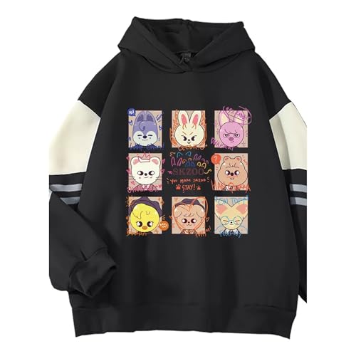 Satdflie Stray Kids Sudadera Impresa para Hombres Mujeres, Bangchan Hyunjin Jisung Changbin Minho Seungmin Jeongin Manga Larga Casual Pull sobre Cálido Gorro Superior, Color/10, M
