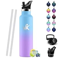 HoneyHolly Gourde Isotherme 750 ML, Reutilizable Sin BPA, Bouteille Isotherme, Aislamiento Al Vacío de Doble Pared, Gourde Avec Paille, Water Bottle para Adultos, Deporte, Oficina, Yoga