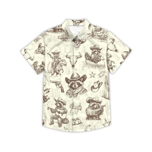 Men's Hawaiian Shirt Funny Vintage Western Cowboy Print Summer Beach Casual Short Sleeve Button Down Shirts2