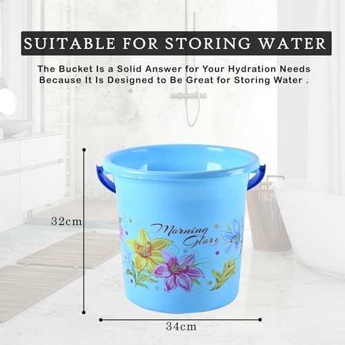 Image of Kuber IndustriesBucket (18 LTR) Water Bucket for Bathroom | Plastic Bucket for Kitchen | Balti for Bathroom | Bucket for Daily Use | Portable Bucket | Printed Water Storage Bucket | Blue