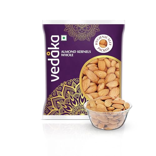 Amazon Brand - Vedaka California Almonds | 200 G | 100% Natural Badam | Dry Fruits Rich In Protein And Dietary Fiber | Nutty & Crunchy | No Additives, Preservatives Or Added Flavors | Healthy Snack