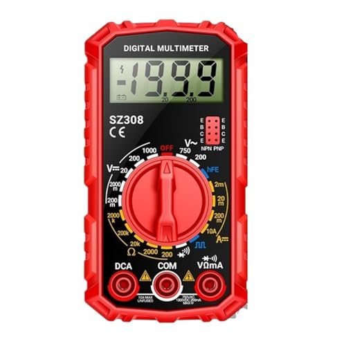 Multimètre numérique SZ308 avec écran LCD rétroéclairé et fonction de test d'onde intégré noir