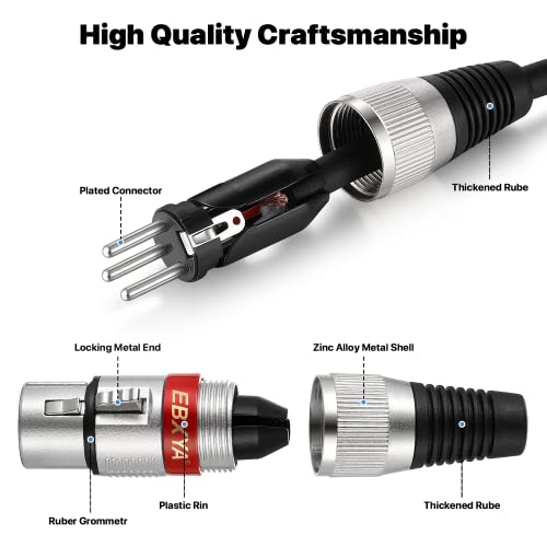 EBXYA XLR Cable 2ft 4Pack, 3 Pin Balanced XLR Microphone Cable Male to Female, Color Coded Audio Cable for Mixer, Speaker Systems, DMX Lights, Radio Station, Live Stage by EBXYA - Image 6