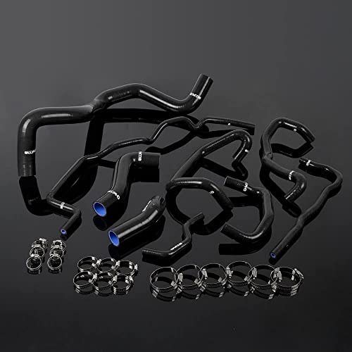 G-Plus Silicone Radiator Coolant Hose Kit Clamps Compatible With 1999-2006 Volkswagen Vw Golf Mk4 Turbo 1.8T Black #TOP22