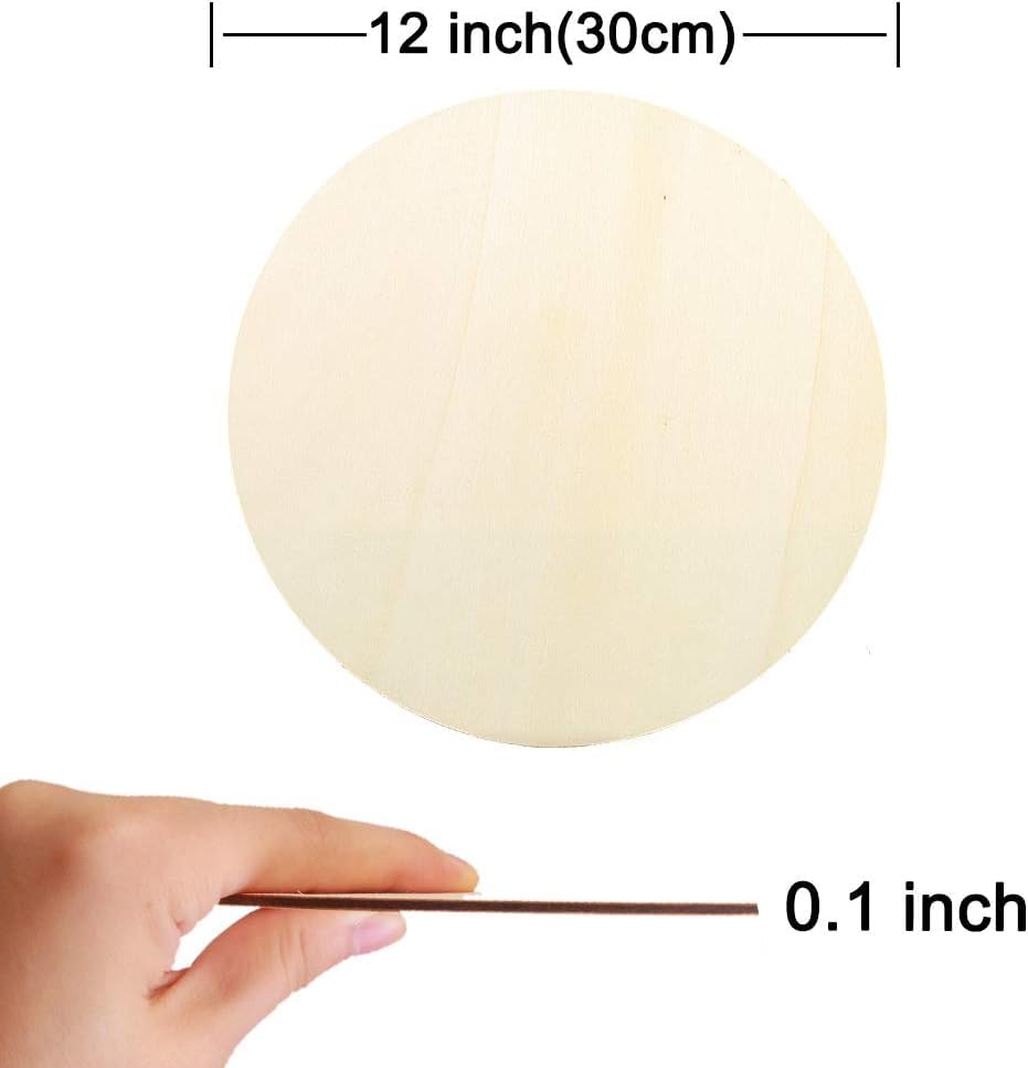 22 Pieces 12 Inch Round Wood Discs for Crafts Unfinished Wood Circles Wood Rounds Wooden Cutouts for Crafts Door Hanger - Image 2