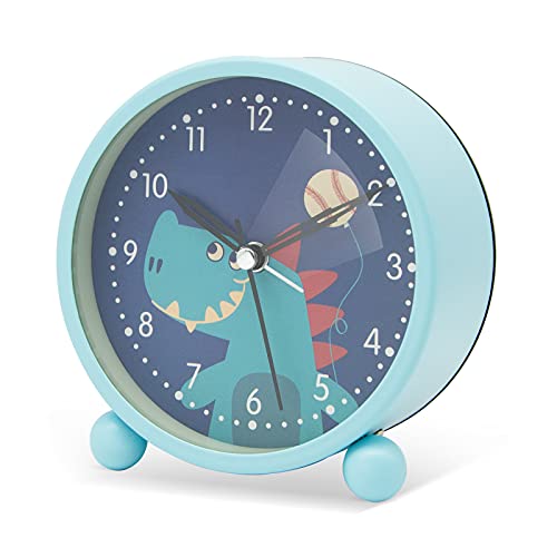 Wndy's Dream Kinderwecker ohne Ticken Kinderwecker Niedlicher Druckwecker mit Nachtlicht Wecker für Jungen Mädchen und Studenten (Kleiner Dinosaurier) Cover