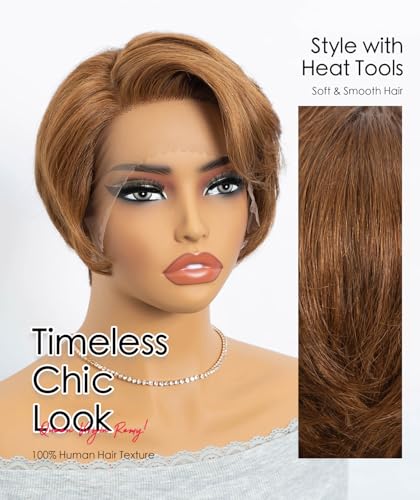 QUEEN VIRGIN REMY QVR 13x1 Lace Front Wigs Human Hair Pixie Cut Short Wigs for Black Women Pre Plucked with Baby Hair Glueless Wigs Human Hair for Daily Wear