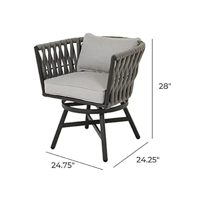 Grand patio Swivel Rope Wicker Chairs Set of 2, Patio Dining Chairs with Cushions, All-Weather Wicker Armchairs Steel Frame, Indoor&Outdoor Modern Style for Backyard, Balcony, Quinn, Gray 41YIVyTz8 L. SS400