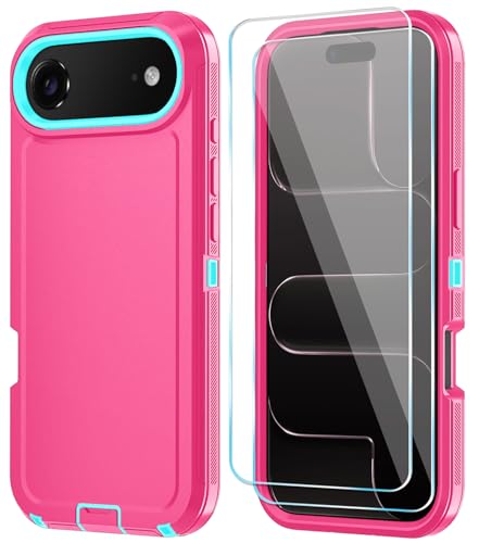 ouyncase Compitable with iPhone Air Case with HD Screen Protector, [2 in 1 ] Heavy Duty Protection Phone Case for iPhone Air 6.5" (PinkSkyBlue)