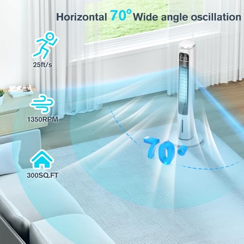 Climatiseur portable sans ventilation ventilateur tour avec 4 glacières - 7
