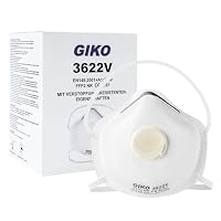 GIKO FFP2 Industriestaubmaske mit Ventil – 10 Stück, weiß – EN 149 – Kopfband, Einweg-Arbeitsmaske für Schleif-, Bau- und Holzstaub
