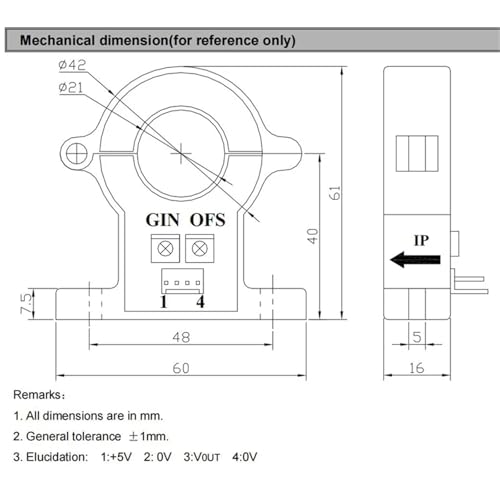 Transductor de corriente de núcleo dividido Hall QNHCK1-21 400A / 2.5V CC 5