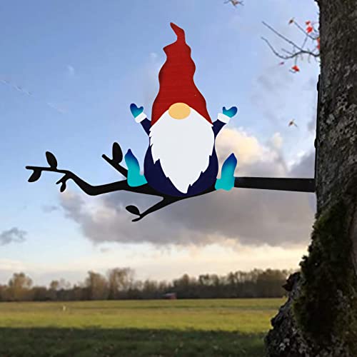 Vzvxcc Steel Branch Gnomes Decoration, Metal Gnome Silhouette Yard Art Decor, Metal Gnome For Tree Decor Outdoor, Easter Colorful Steel Garden Gnome Statue For Home Garden Yard Patio Decorations #TOP6