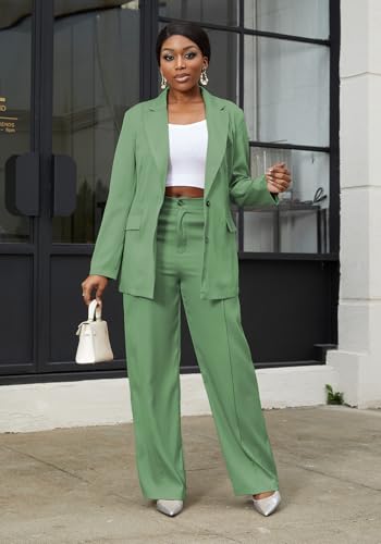 HuiSiFang Women's Pants Suits 2 Piece Blazer Set Dressy Work Office Professional Business Casual Outfits3