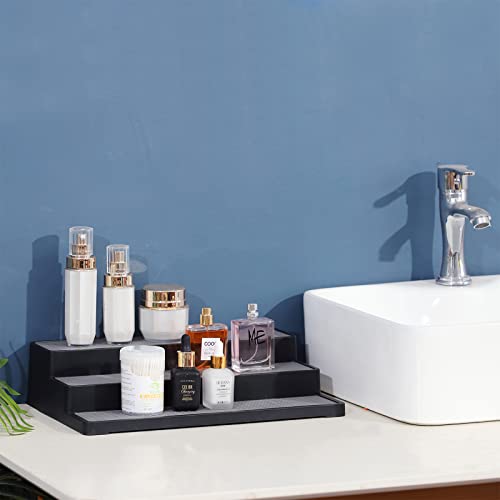 Ycoco Plastic Spice Rack 3-Tier Step Shelf Kitchen Countertop Cabinet Organizer Non Skid And Waterproof,For Spice Bottles,Jars, Seasonings,Baking Supplies,Pack Of 2,Black #TOP4