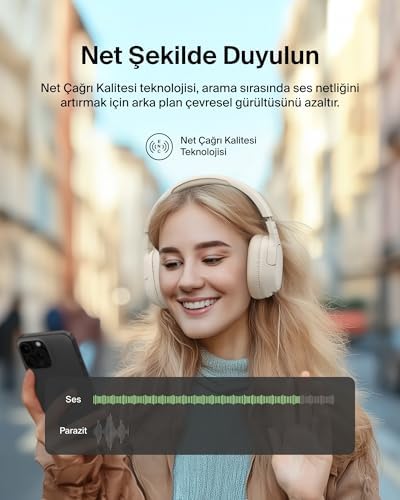 Belkin SoundForm Isolate Gürültü Önleyici Kablosuz Kulaklık (Kum) – Mikrofonlu, 60 Saat Pil, Derin Bas, CloudCushion Konfor, Bluetooth Kulak Üstü Kulaklık - Görsel 6