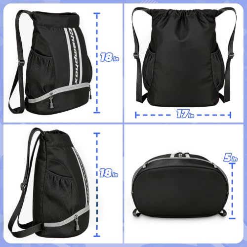 Image of Soccer Bag, Youth Drawstring Backpack for Volleyball Basketball Sports