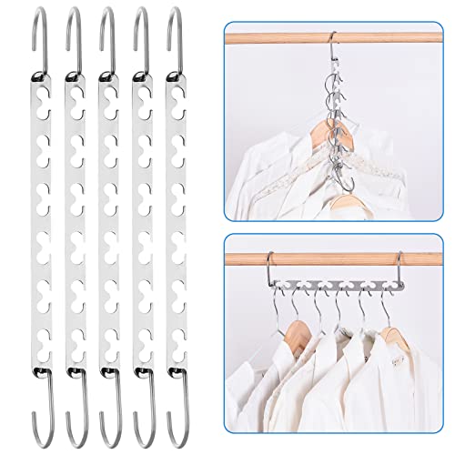 RAINBERG 5 Pack Metal Magic Hangers Space Saving Hangers Closet Space Saving Wardrobe Clothing Hanger Organizer, Updated Hook Design. (5) - Image 2