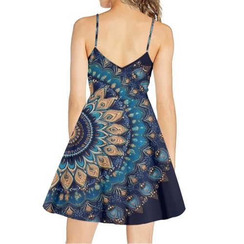 Image of Spaghetti Strap Midi Satin Dresses Summer Sleeveless Sundree Women Girl Beach Party Swing Dress