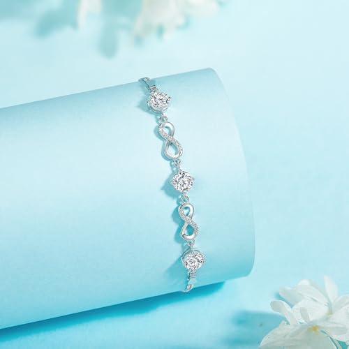 Moissanite Bracelet, 1.5CT Infinity Love Lab Created Diamond Bracelet, 18K Gold Plated Sterling Silver Bracelets for Women, Jewellery Gift for Women Mom Her, GRA Certified2
