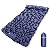 AUTOINFLABLE EN 1.5 MINUTOS: no es necesario inflar a mano, con la boca o con una bomba adicional. En solo 1.5 minutos, esta esterilla autohinchable se puede inflar por completo con la presión del pie de la bomba de aire incorporada. La válvula doble también permite un vaciado rápido.